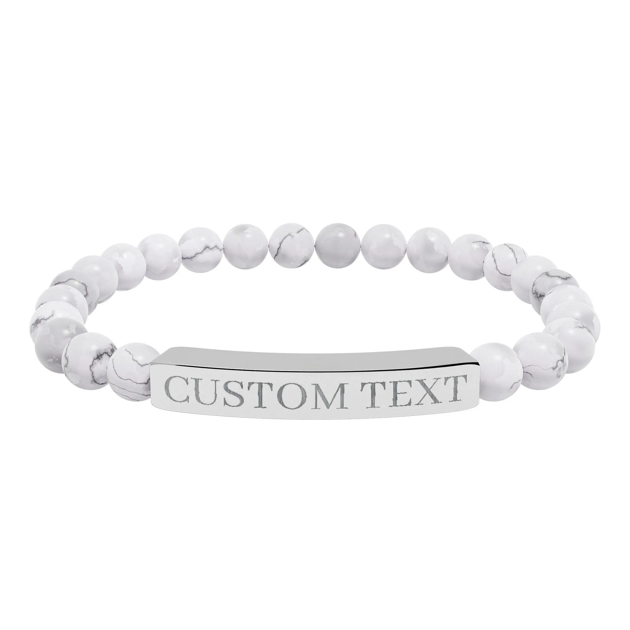 View 2 of Custom Engraved Bar Natural Stone Bracelet