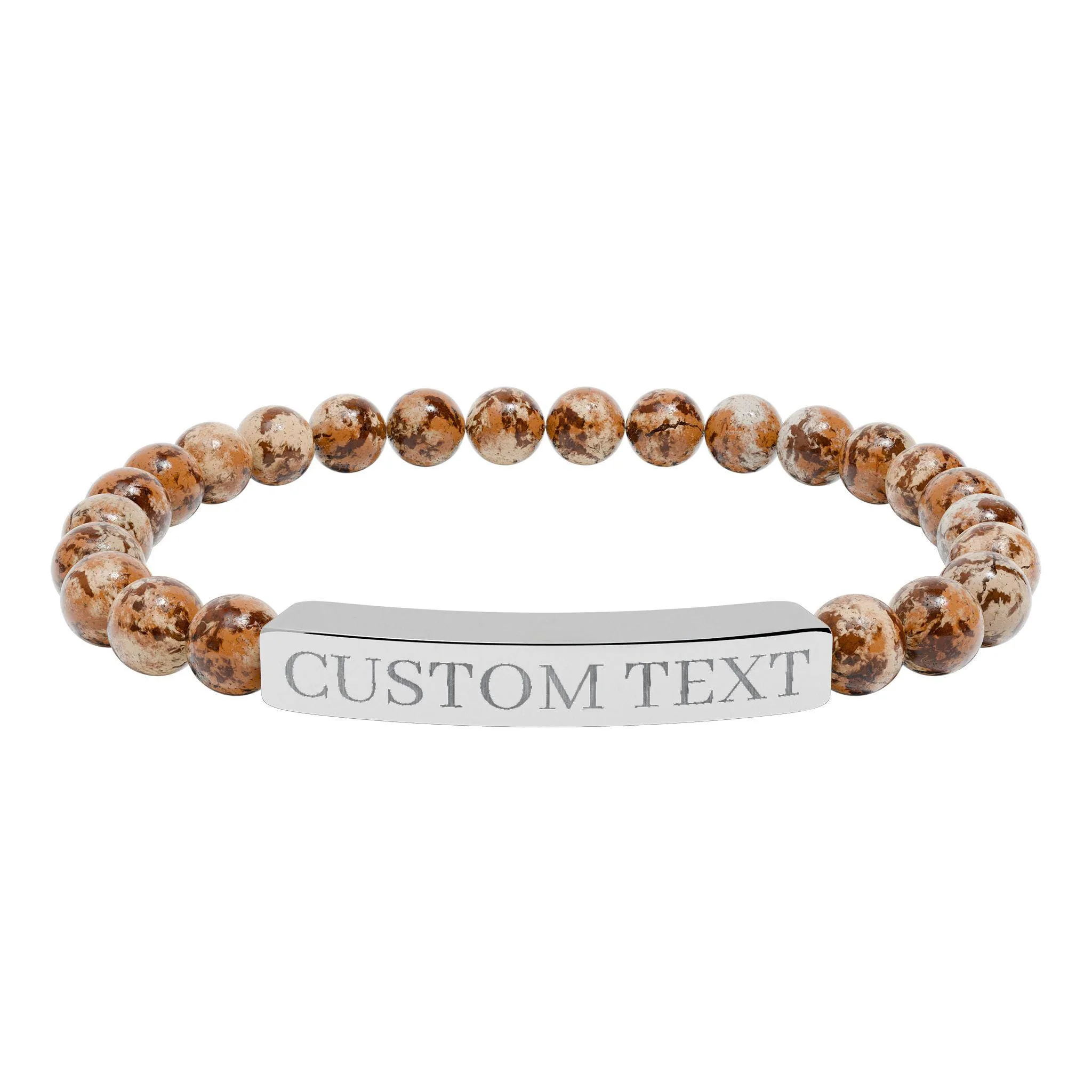 View 4 of Custom Engraved Bar Natural Stone Bracelet