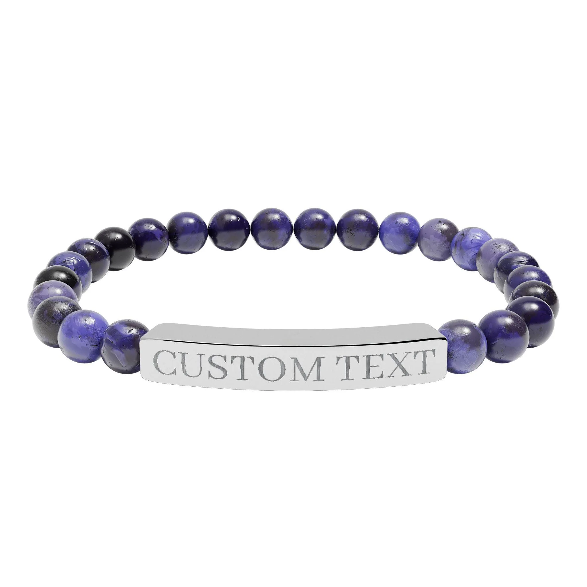 View 6 of Custom Engraved Bar Natural Stone Bracelet