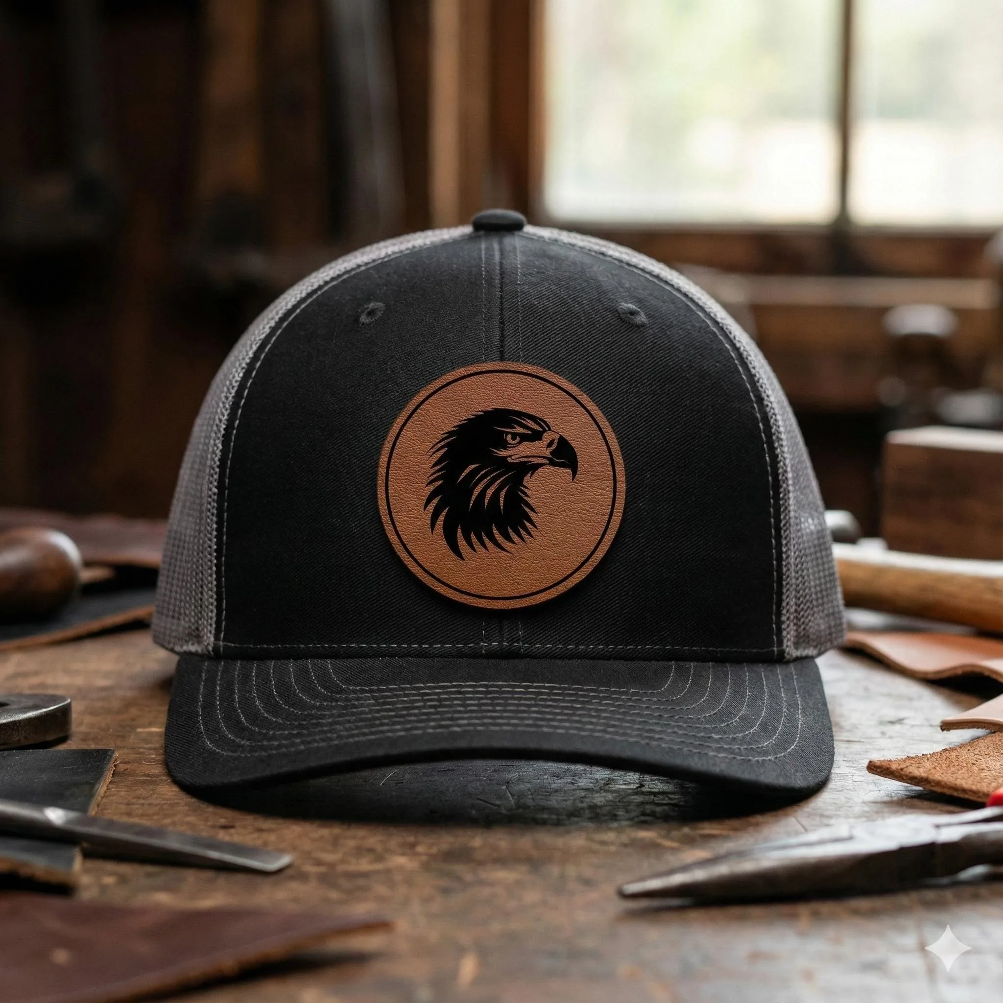 Eagle Leather Patch Trucker Hat