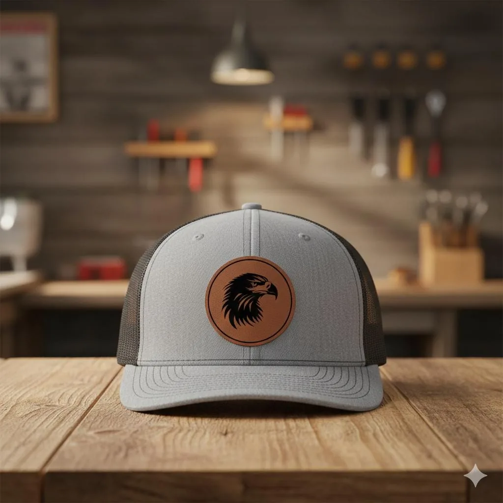 View 6 of Eagle Leather Patch Trucker Hat