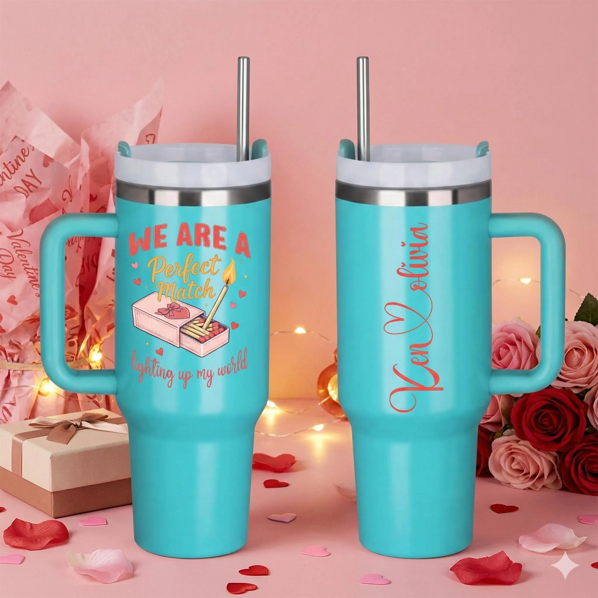 View 6 of Perfect Match Valentine 40 Oz Tumbler With Handle