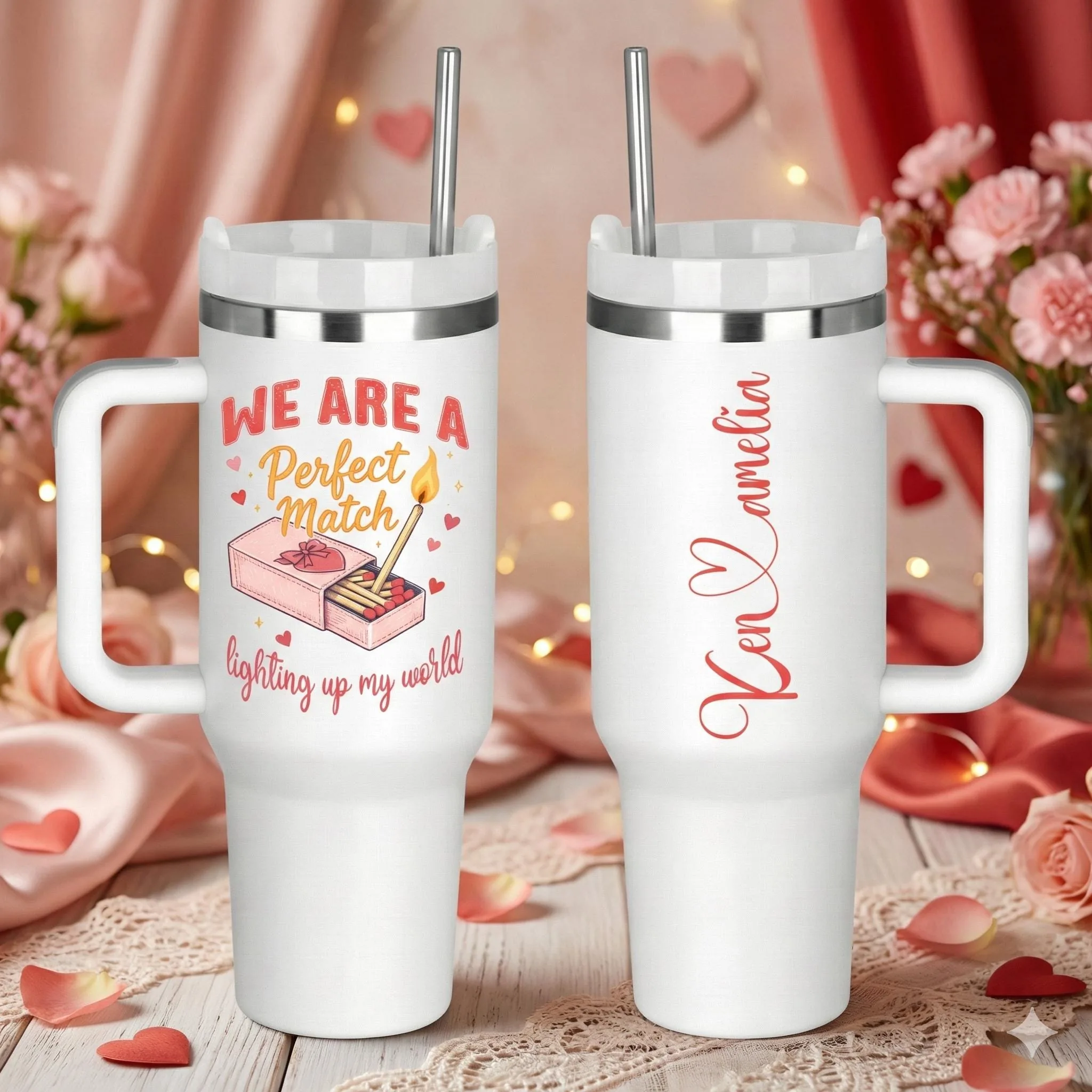 Perfect Match Valentine 40 Oz Tumbler With Handle