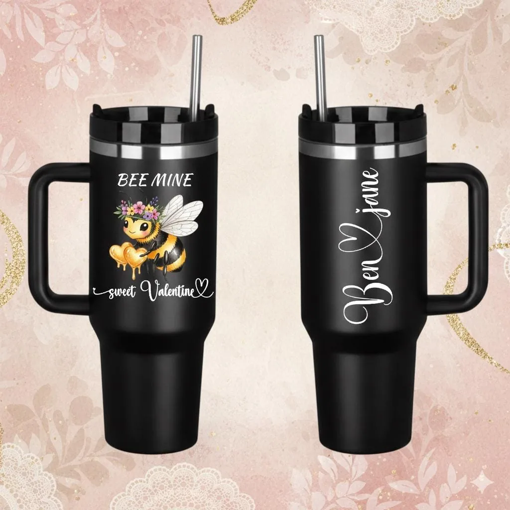 View 4 of Personalized Bee Mine Valentine 40 Oz Tumbler