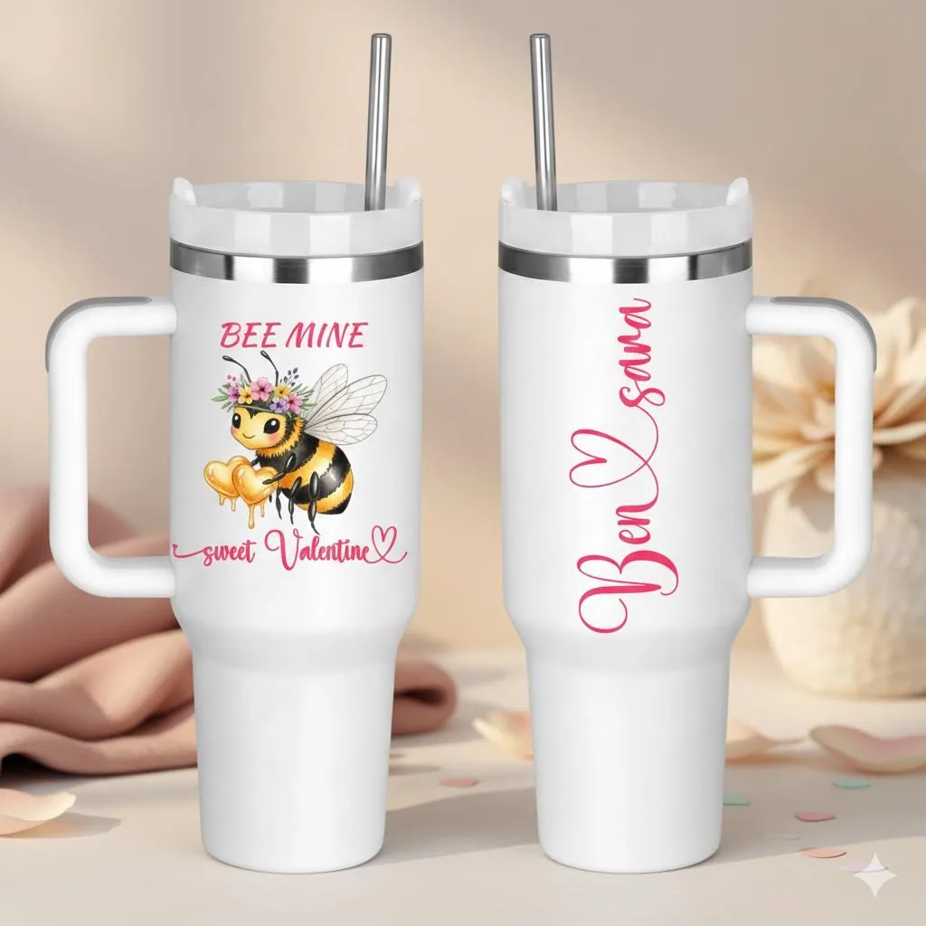 Personalized Bee Mine Valentine 40 Oz Tumbler