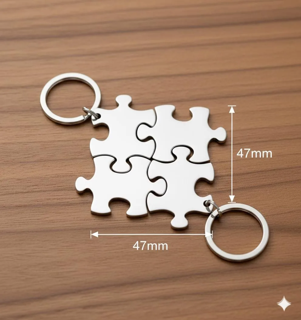 View 3 of Personalized Family Puzzle Keychain Set Of 4