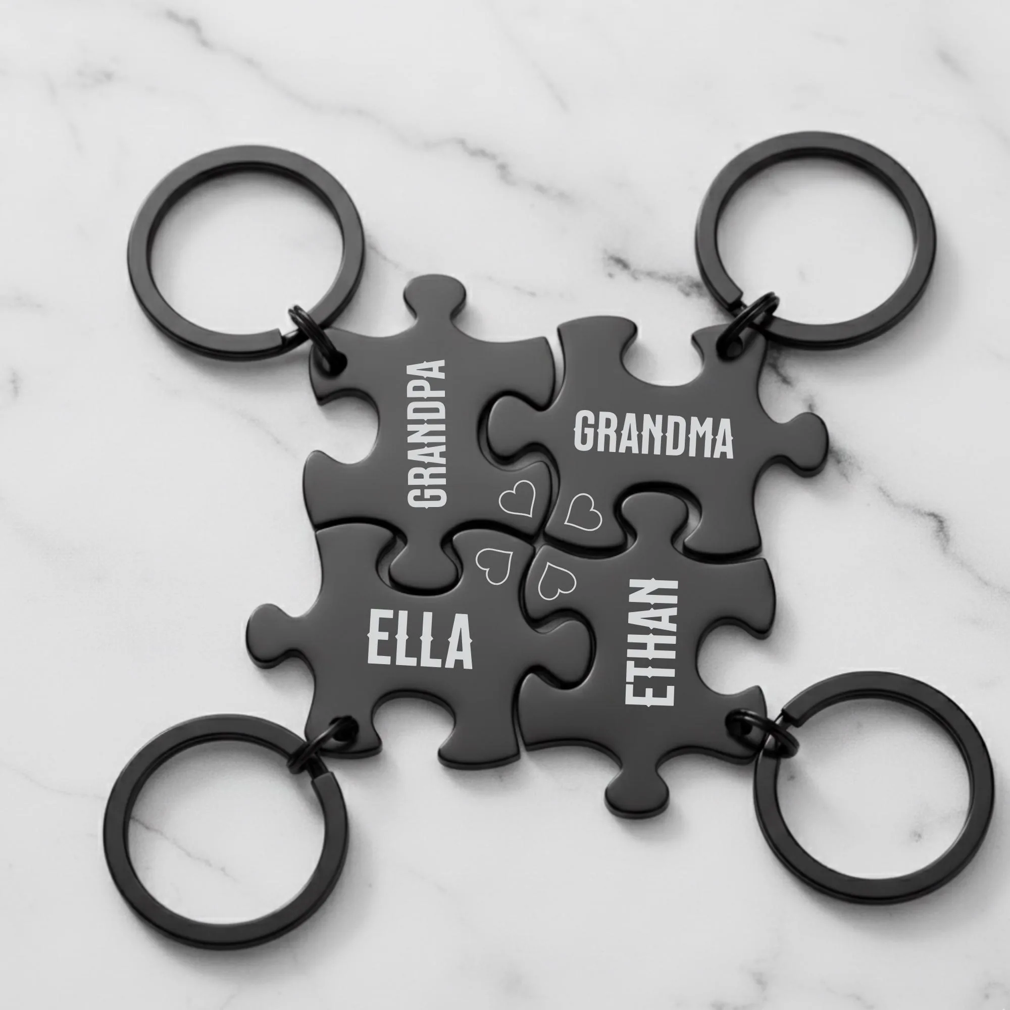 View 4 of Personalized Family Puzzle Keychain Set Of 4