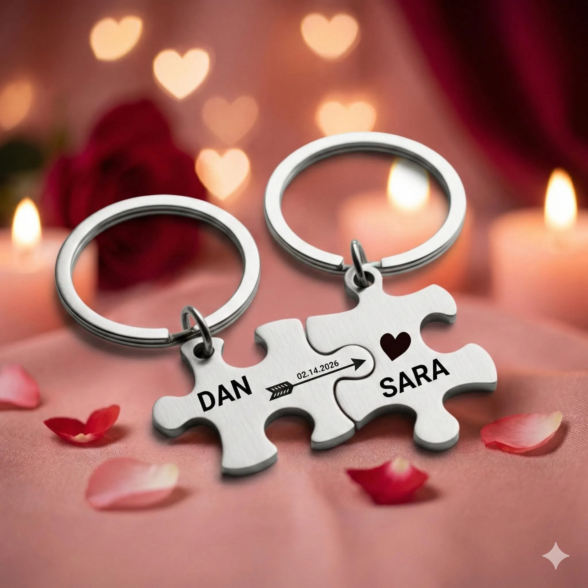 View 5 of Personalized Puzzle Keychain Set