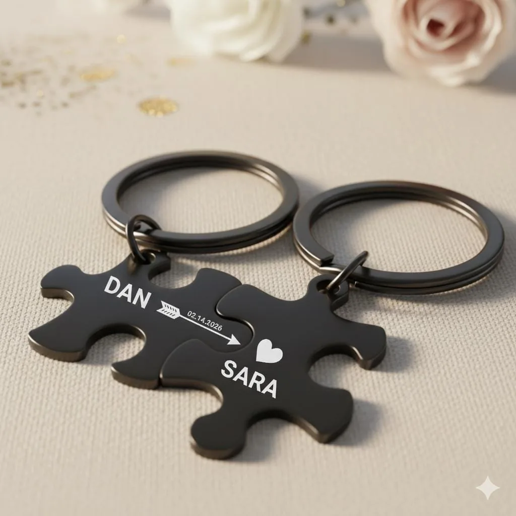 View 6 of Personalized Puzzle Keychain Set