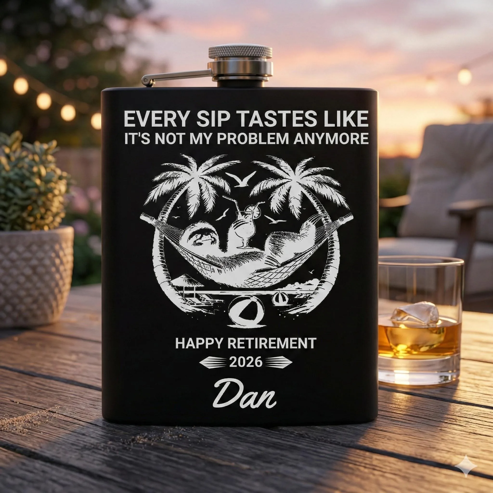 View 3 of Personalized Retirement Flask