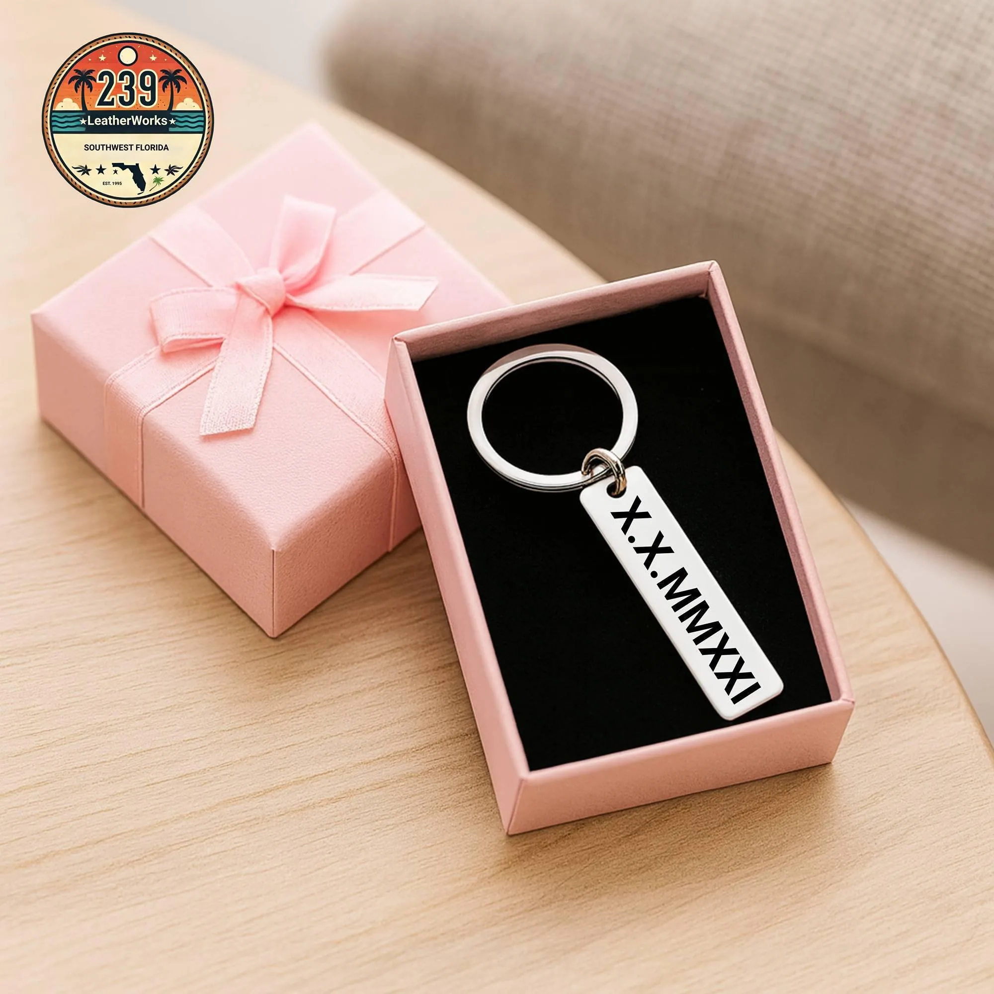 Personalized Roman Numeral Keychain • Laser Engraved Stainless