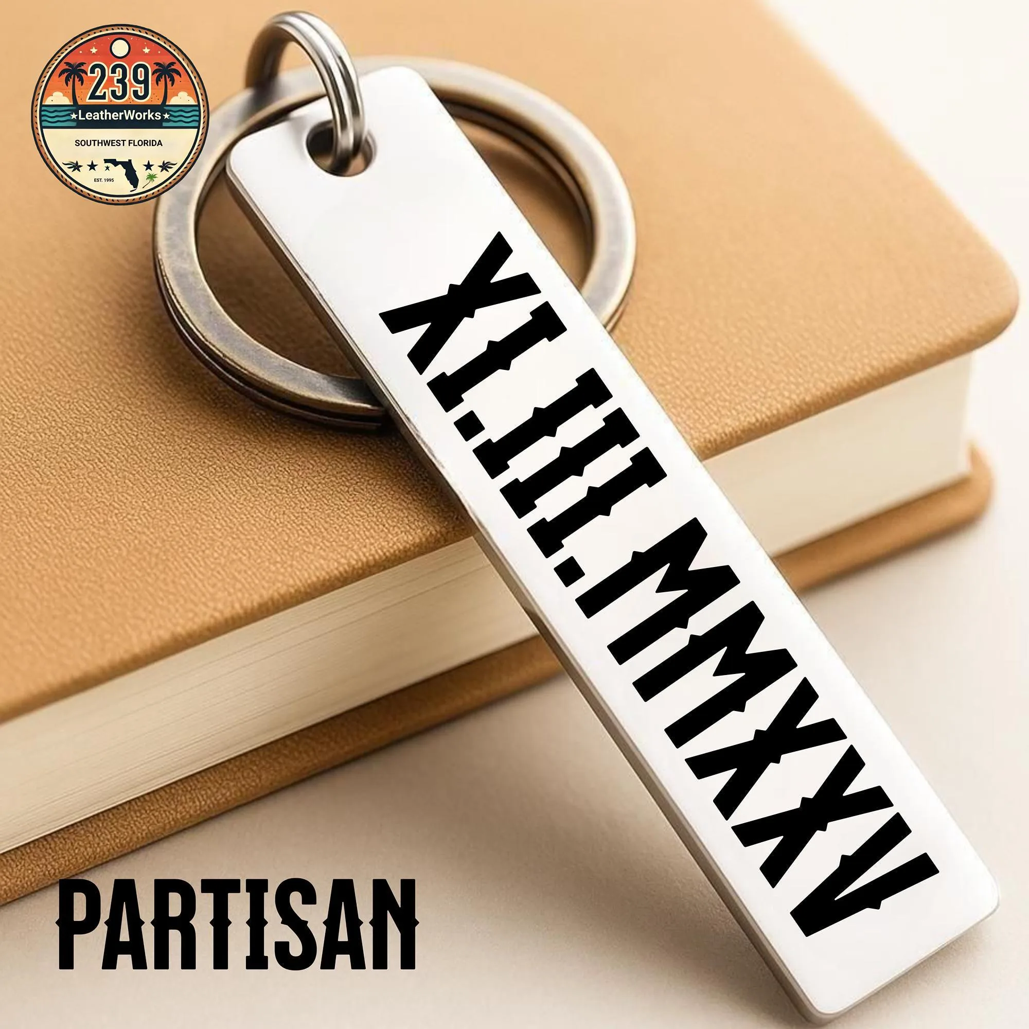 View 5 of Personalized Roman Numeral Keychain • Laser Engraved Stainless