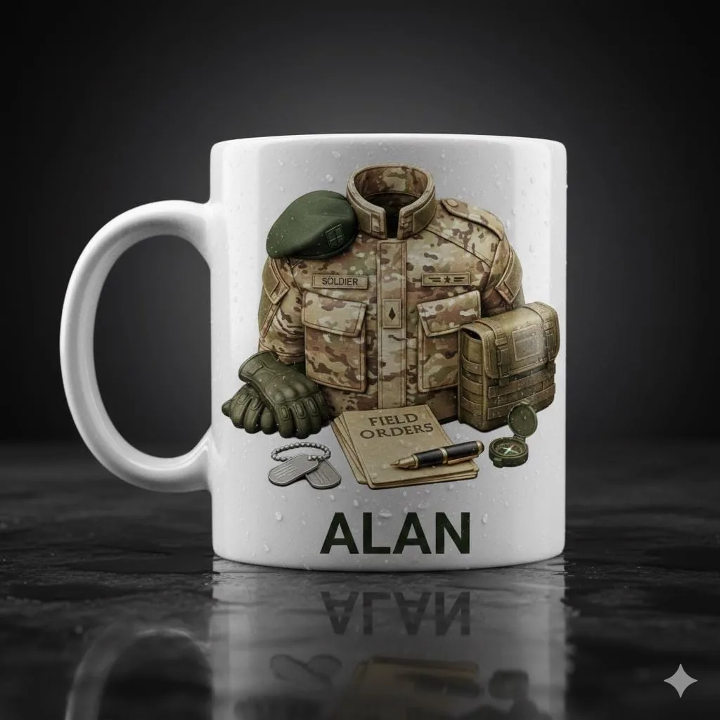 View 5 of Personalized Soldier Mug Custom Name Gift