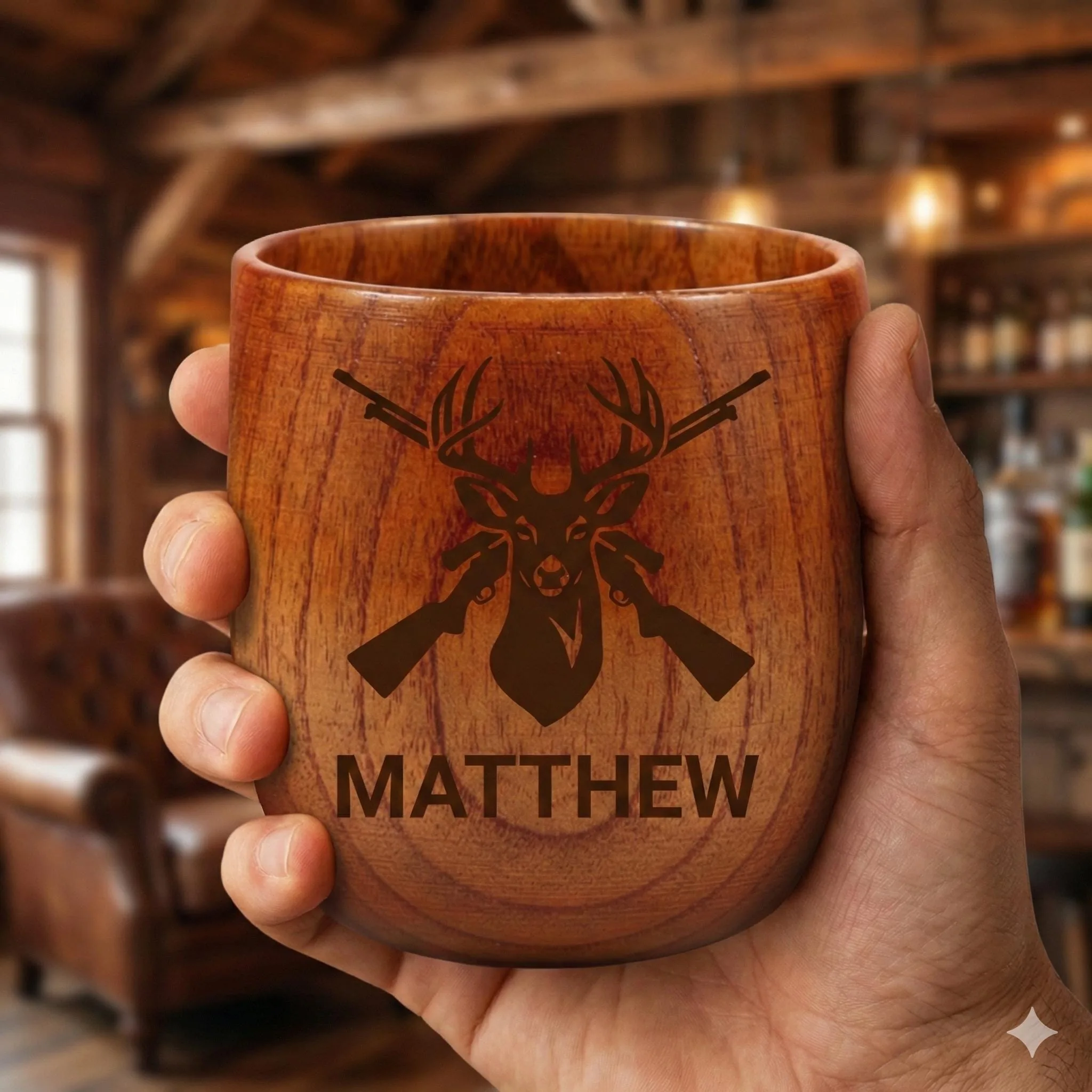 View 4 of Personalized Wooden Whiskey Cup